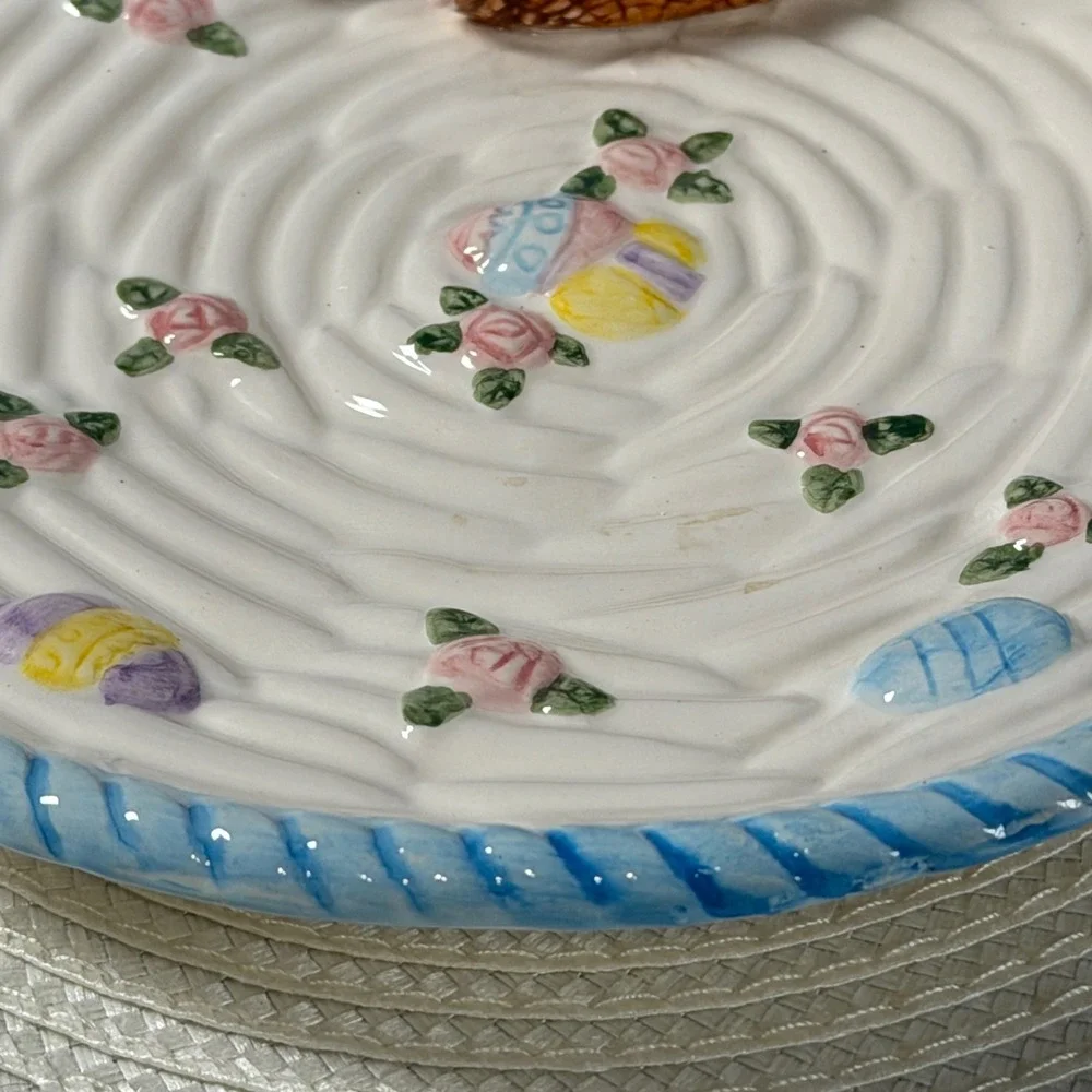 Fitz & Floyd Omnibus Easter Bunny Serving‎ Platter Dish Rabbit Spring Decor